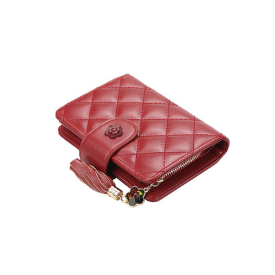 Billetera Mujer Mediana Tres Pliegues Capacidad Grande Diseño Rombo - Image 7