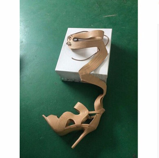 Botas Sandalia Stiletto Peep Toe con Tira Gruesa Tipo S - Image 3