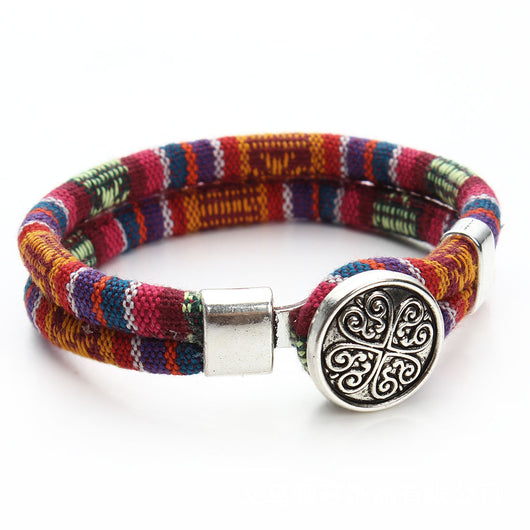 Pulsera de Cuero y Algodón Artesanal - Image 16