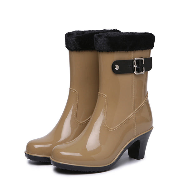 Botas de Lluvia con Hebilla para Mujer - Tubo Medio Antideslizante
