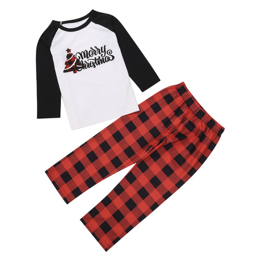 White long-sleeve pajama top with "wild one" graphic and red and black plaid pants. - Image 12