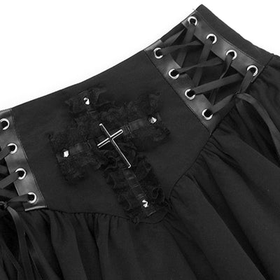 Vestido Línea A con Cintura Alta y Encaje Cruzado - Image 8