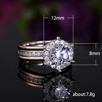 Anillo de Compromiso Bicolor con Zirconia Cúbica - Image 12