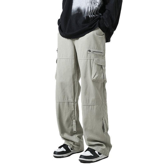 Pantalón Cargo Verde Claro de Bolsillos Múltiples Corte Recto Holgado - Image 2