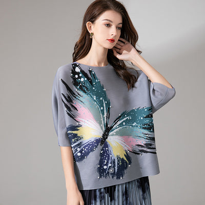 Blusa Estival con Estampado de Mariposas - Camiseta Suelta y Cómoda - Image 2