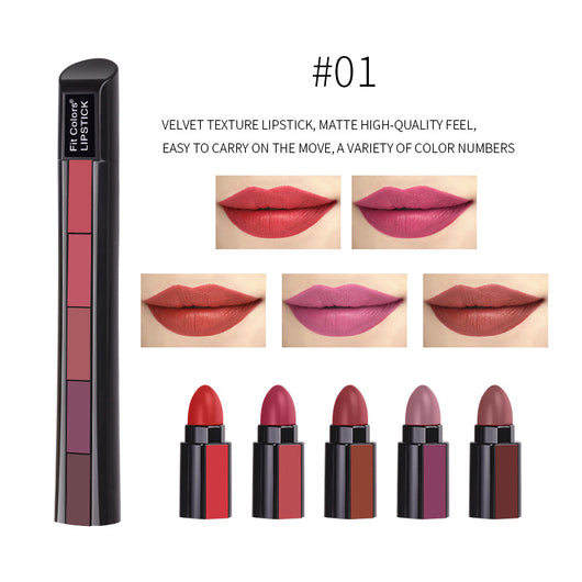 Set de 5 Labiales Mate Velvet Resistente al Agua - Rojo Sexy Larga Duración - Image 15