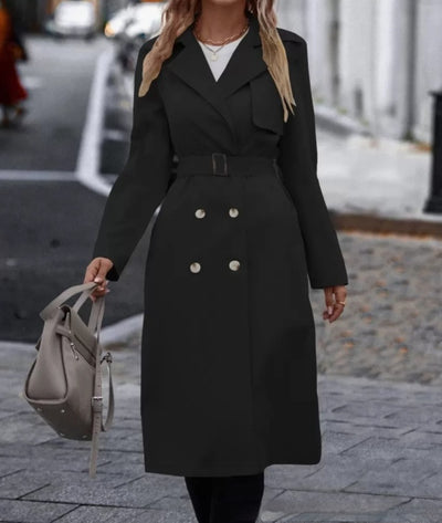 Abrigo Trench Largo Doble Botonadura con Cinturón - Elegancia Invernal para Mujer - Image 13
