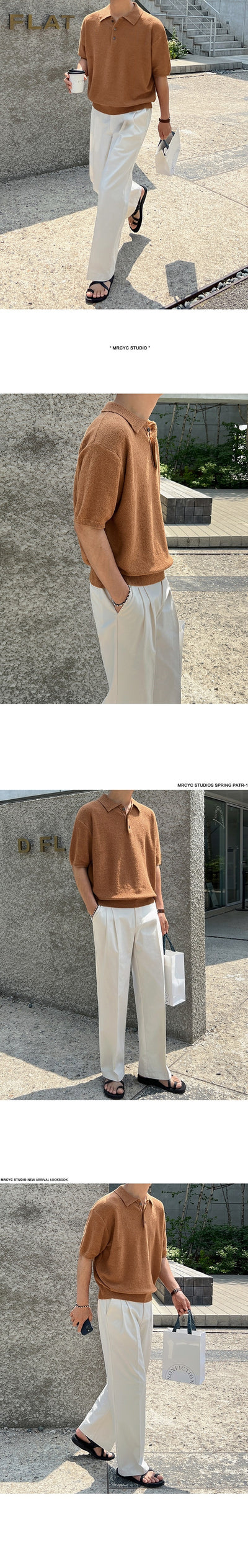 Polo Tejido Retro Clásico de Manga Corta para Hombre - Image 12