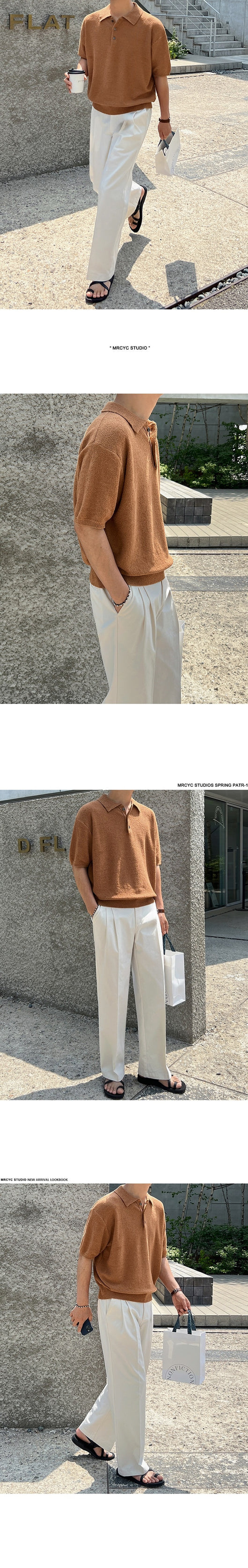 Polo Tejido Retro Clásico de Manga Corta para Hombre - Image 12