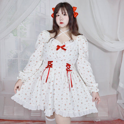 Vestido Largo de Cintura Alta con Mangas Largas y Estampado Floral Suave - Image 11