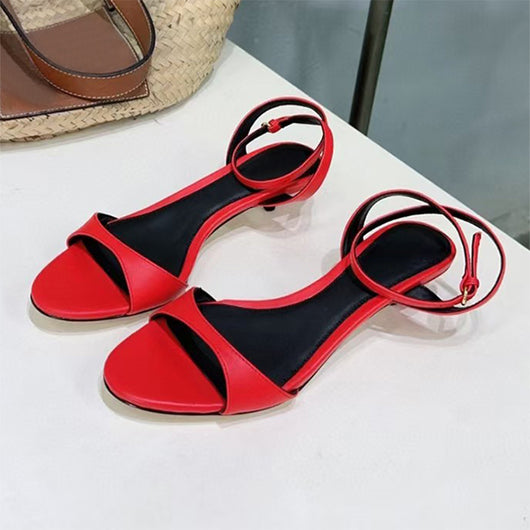 Sandalias Retro de Cuero con Tacón Kitten - Estilo Francés Abierto - Image 3