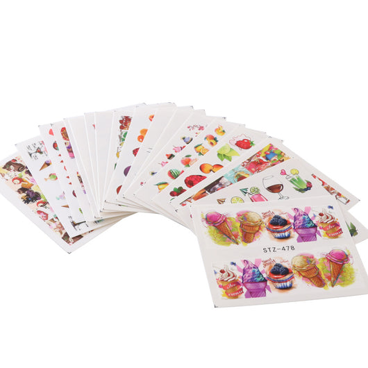 Pegatinas de Agua para Uñas con Diseños de Mariposas, Frutas y Flores Doradas - Image 28