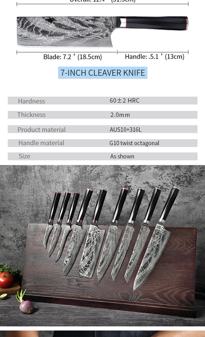 Juego de Cuchillos de Chef Damasco Profesional - Image 9