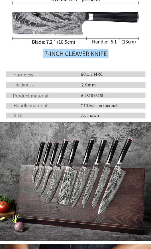 Juego de Cuchillos de Chef Damasco Profesional - Image 9