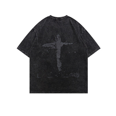 Camiseta Hip Hop Vintage Desgastada Lavada para Hombre - Image 5