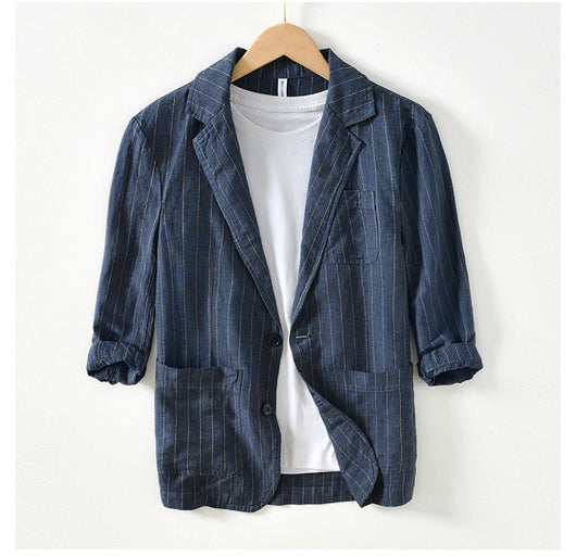 Blazer de Hombre en Algodón y Lino a Rayas - Manga 34 - Image 18