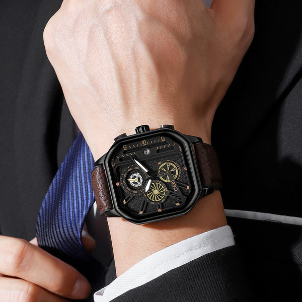 Reloj de Cuarzo Impermeable para Hombre con Esfera Luminosa