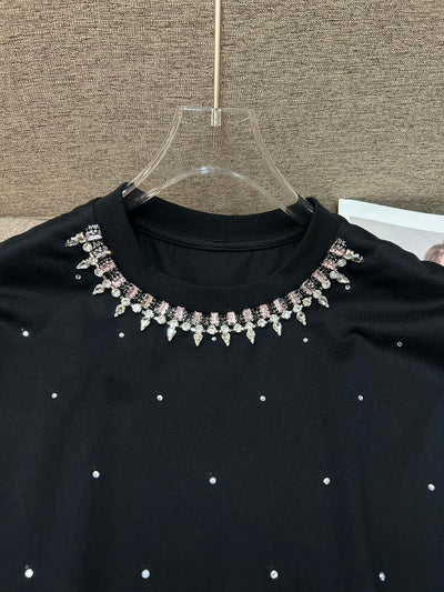 Playera Cuello Redondo con Diamantes de Cristal Completo Manga Corta - Image 8