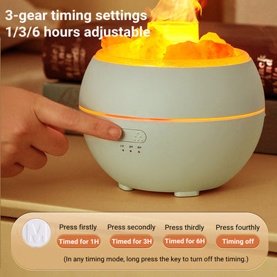 White spherical aromatherapy machine with glowing salt stones and a simulated flame effect on a white background. - Image 4