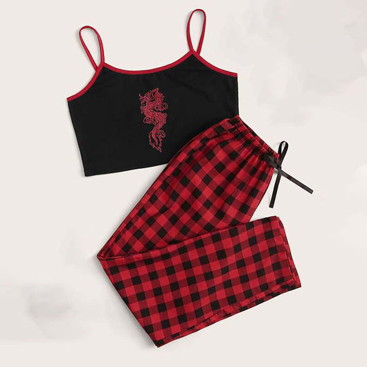 Conjunto Casual de Pantalón a Cuadros Rojo y Camisola - Image 9