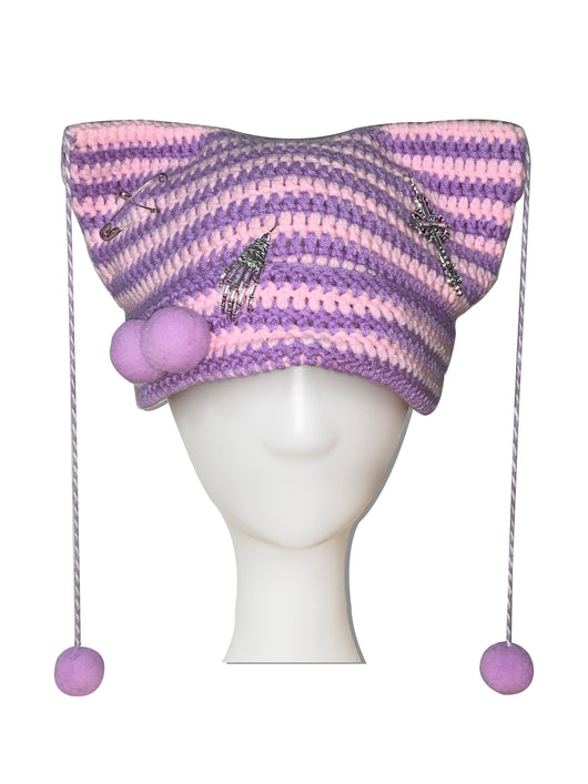 Gorro de Lana Tejido con Orejas de Gato y Pompón - Image 10