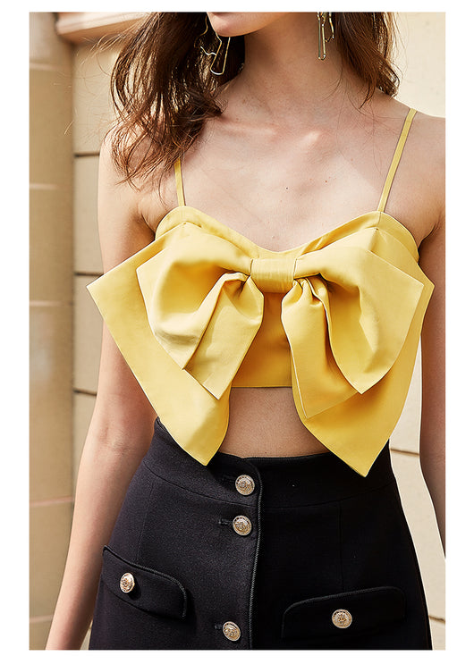 Top Halter Amarillo con Lazo y Detalle de Hombro - Image 11
