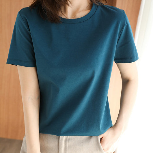 Blusa de Algodón Mercerizado Manga Corta Ajustada para Mujer - Image 7