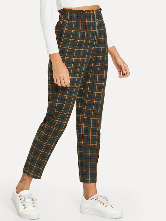Pantalones a cuadros con cierre funcional - Image 11
