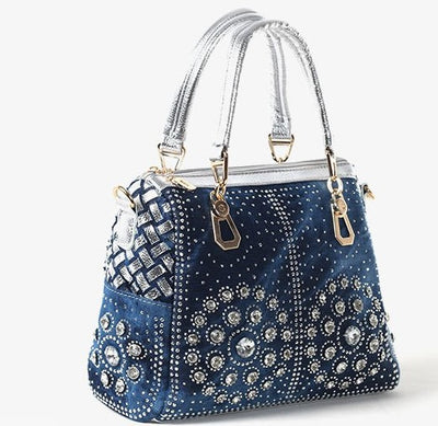 Bolso Bandolera Canvas Cuadrado con Tachuelas de Diamante Tejido - Image 10