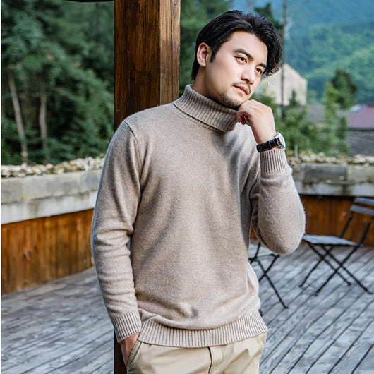 Suéter de Cuello Alto en Cachemira para Hombre - Otoño Invierno - Image 9
