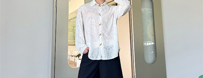 Camisa Hombre Terciopelo Jacquard con Botones de Asta de Vaca - Image 22