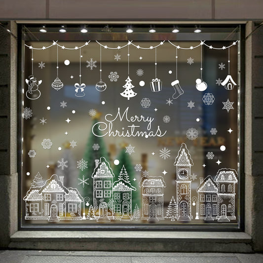 Pegatinas de Copos de Nieve Navideñas para Ventanas - Decoraciones Reutilizables