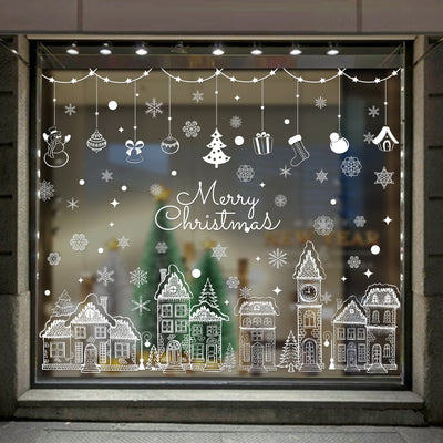 Pegatinas de Copos de Nieve Navideñas para Ventanas - Decoraciones Reutilizables
