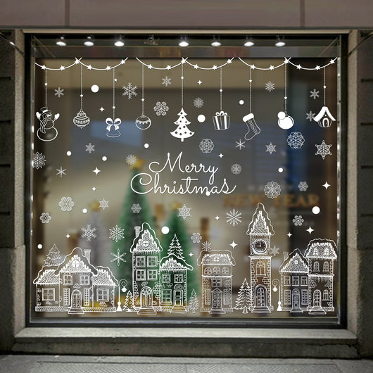 Pegatinas de Copos de Nieve Navideñas para Ventanas - Decoraciones Reutilizables