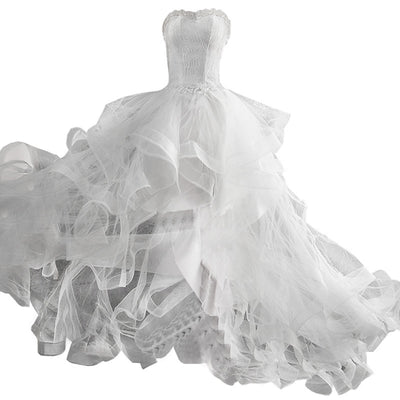 Vestido de Novia Corto Delantero y Trasero con Cola Pequeña - Image 14