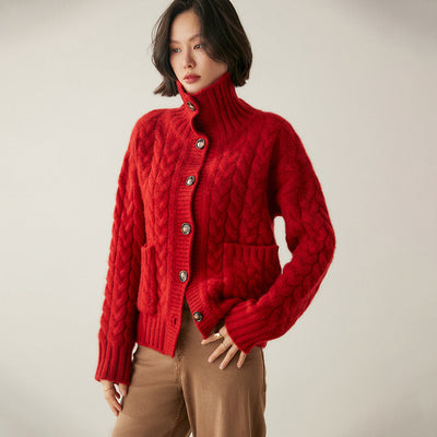 Cardigan Tipo Cuello Alto en Cashmere Estilo Francés para Mujer - Image 7