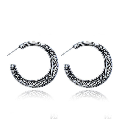 Aretes Vintage Grabados en C - Aleación Elegante - Image 9
