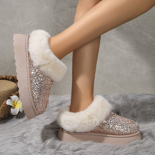 Pantuflas Invierno Mujer con Lentejuelas y Suela Gruesa Acolchada - Cálidas para Casa y Exterior - Image 21