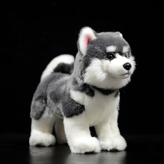Peluche Perro Husky Siberiano Gris - Muñeco Realista de Simulación