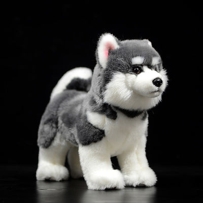 Peluche Perro Husky Siberiano Gris - Muñeco Realista de Simulación