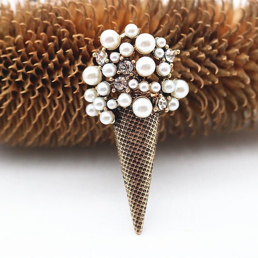 Broche de Helado con Cristales de Perla y Diamantes