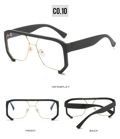 Black frame large rim hip hop sunglasses with gradient purple lenses and a gold-tone double bridge. - Image 17