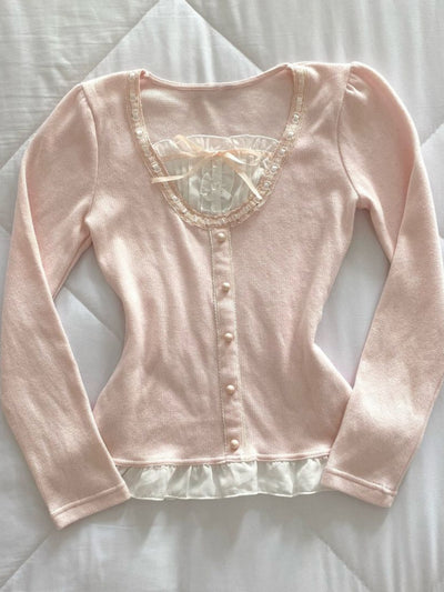 Blusa Manga Larga Rosa Suave para Primavera Temprana - Image 11