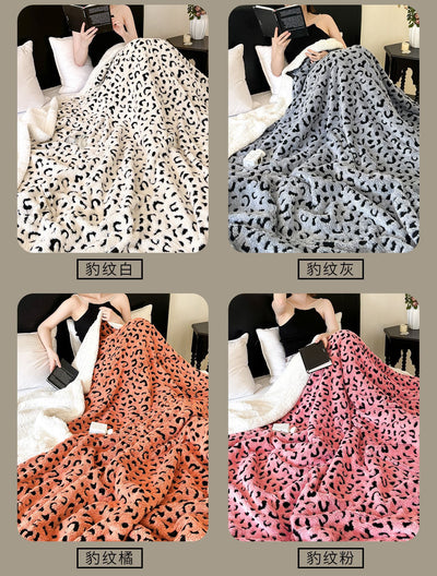 Manta de Tafetán Jacquard Estampado Leopardo Doble Capa - Image 26