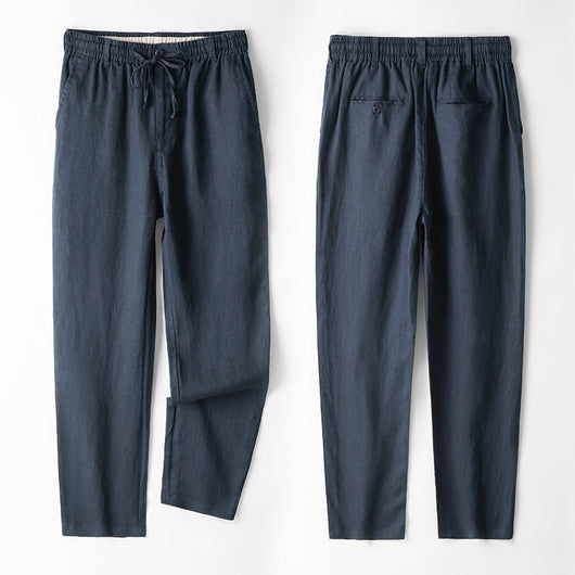 Pantalones de Lino Hombre Talla Grande Cintura Elástica Ajuste Suelto - Image 7