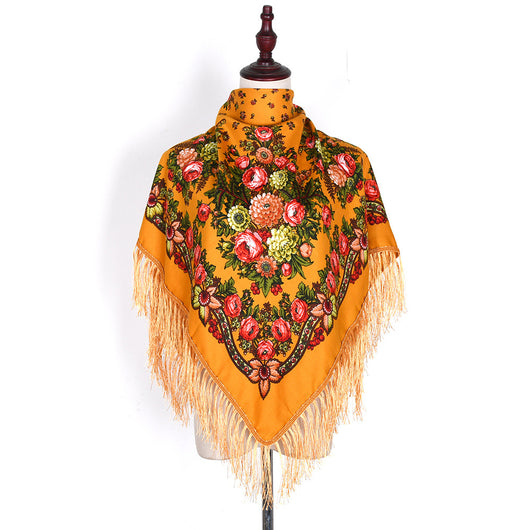 Pashmina Étnica con Flores Bordadas y Borlas - Image 12