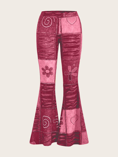 Pantalones Bootcut Ajustados con Estampado Abstracto Moderno - Image 14