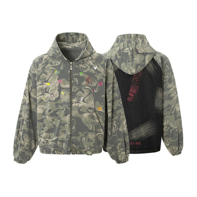 Chaqueta Camuflada con Parches Retro Graffiti - Image 5