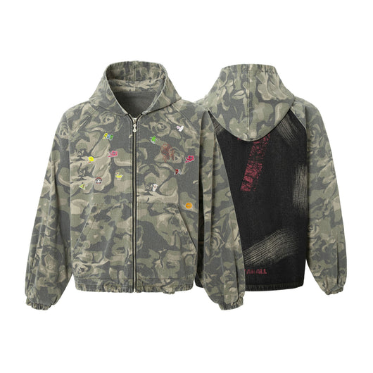 Chaqueta Camuflada con Parches Retro Graffiti - Image 5