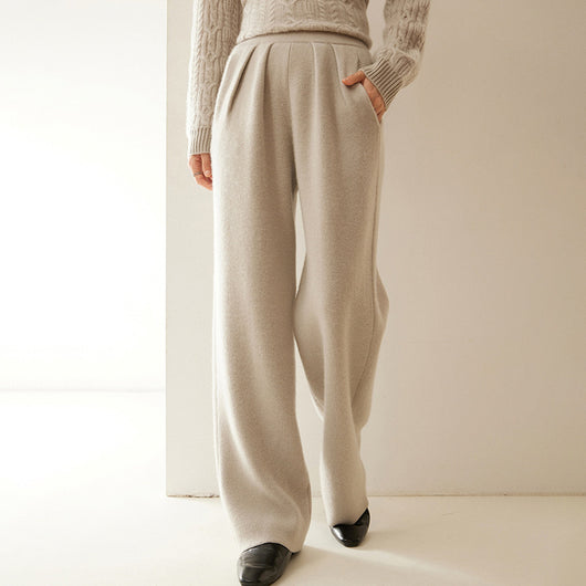 Pantalones Anchos de Cachemira para Mujer Otoño e Invierno